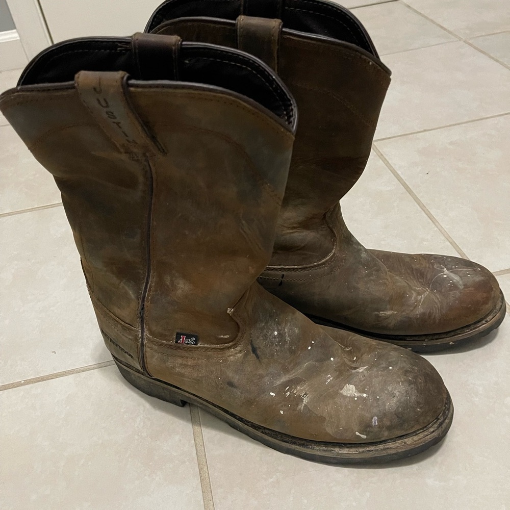 JUSTIN MEN'S DRYWALL WATERPROOF WORK BOOTS - SOFT TOE SIZE 12EE‎